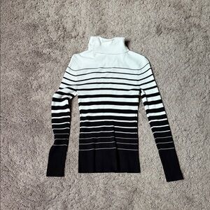 White House Black Market Monochrome Striped Turtleneck Sweater